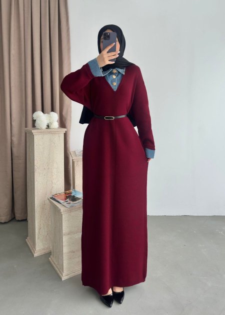 فستان صوف مع جينز 6060